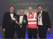 Warren Haskins, Martin Stewart and chairman Will Blake present award to Mark Trimlett of Woodmanster